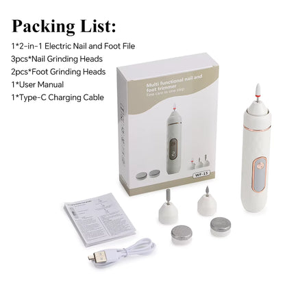 5-in-1 Rechargeable Electric Foot Callus Remover & Nail Grinder Pedicure Set