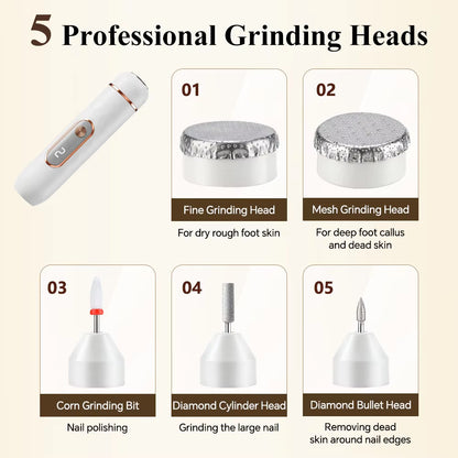 5-in-1 Rechargeable Electric Foot Callus Remover & Nail Grinder Pedicure Set